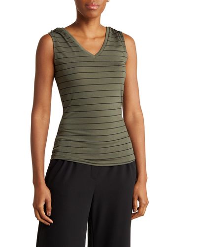 Nordstrom Pleat Shoulder Fitted Tank - Green