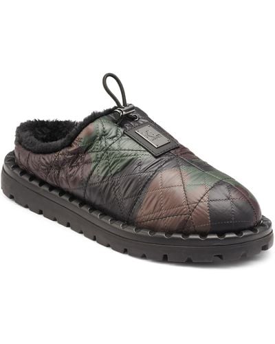 Karl Lagerfeld Faux Fur Lined Quilted Nylon Camo Slipper - Brown
