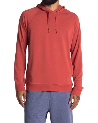 90 Degrees Terry Pullover Drawstring Hoodie - Red