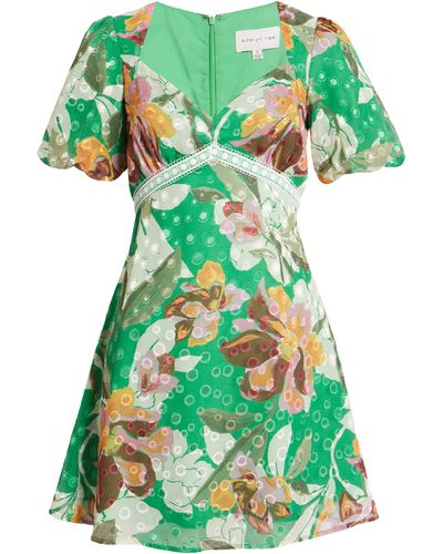 Adelyn Rae Vanessa Floral Jacquard Minidress - Green