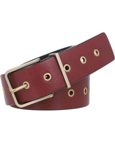 AllSaints Grommet Leather Belt In Cherry Oak Warm Brass At Nordstrom Rack - Red