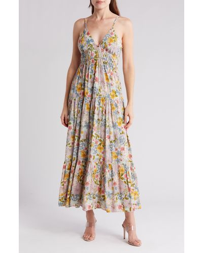 Angie Floral Tiered Maxi Dress - Multicolor
