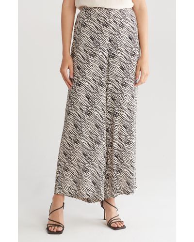 Adrianna Papell Printed Wide Leg Pants - Brown