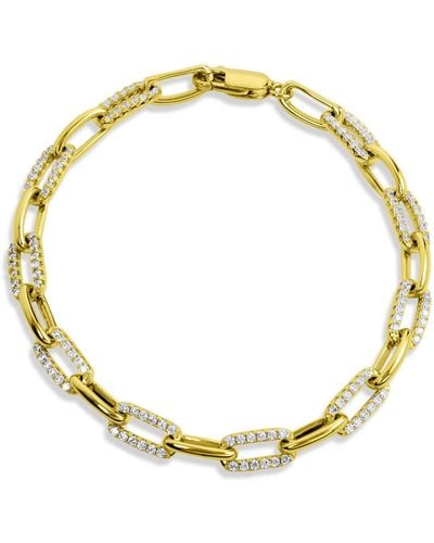 Savvy Cie Jewels 18k Yellow Gold Plated Sterling Silver Pave Cz Link Bracelet