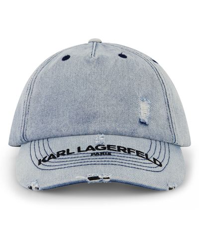 Karl Lagerfeld Distressed Denim Cap - Gray