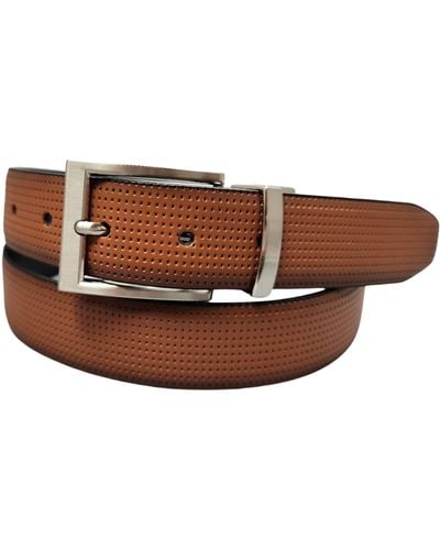 Bosca Reversible Pindot Leather Belt - Brown