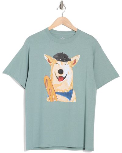 Altru French Dog Cotton Graphic T-shirt - Blue