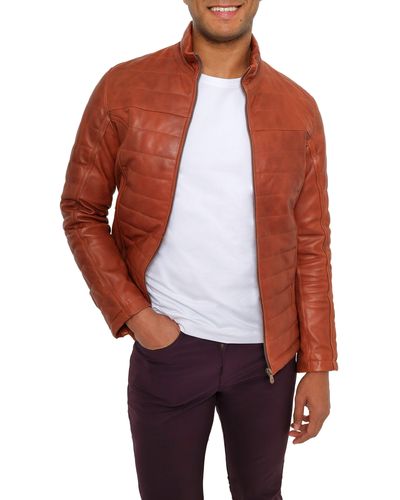 PINOPORTE Quilted Leather Jacket - Red