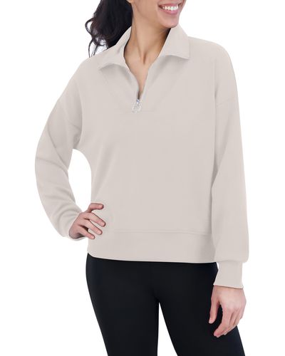 SAGE Collective Scuba Half Zip Pullover Sweater - White