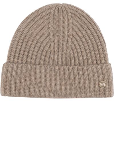 Bruno Magli Cashmere Ribbed Knit Beanie - Natural