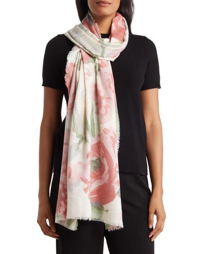 Vince Camuto Watercolor Rose Wrap Scarf - Red