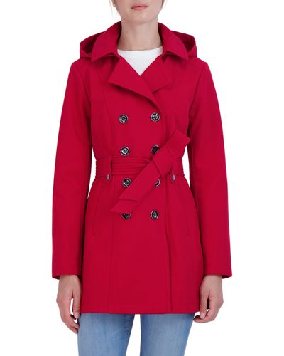 Sebby Water Resistant Double Breasted Soft Shell Jacket - Red