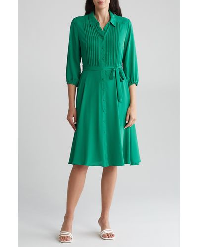 Nanette Lepore Pintuck Midi Shirtdress - Green