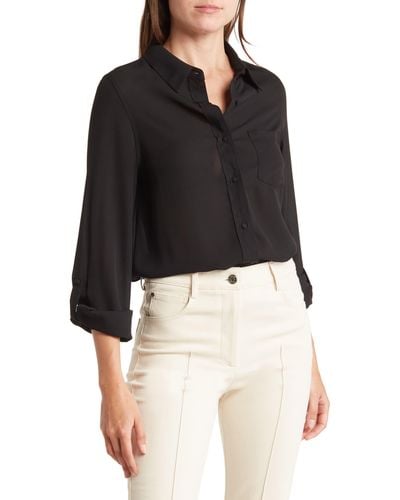 Nanette Lepore Roll Tab Button-up Shirt - Black