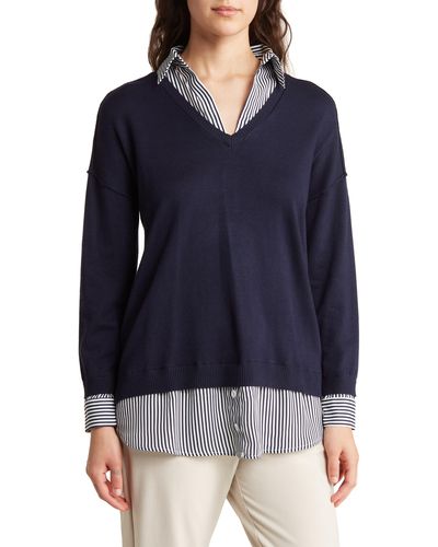 Adrianna Papell Twofer Sweater - Blue