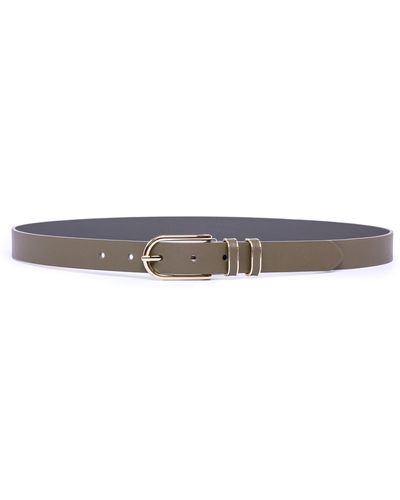 Linea Pelle Double Keeper Faux Leather Belt - White