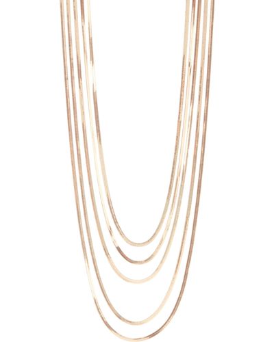 Tasha Five-row Layered Snake Chain Layered Necklace - White