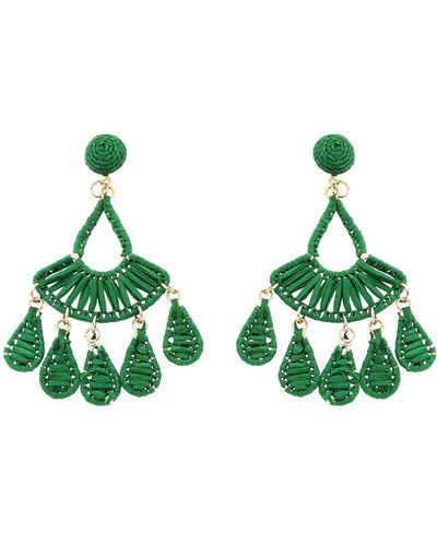 Panacea Green Raffia Drop Earrings