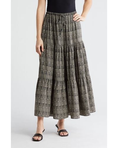 Adrianna Papell Tiered Drawstring Maxi Skirt - Brown