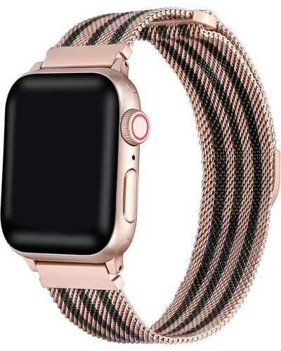 The Posh Tech Striped Stainless Loop Band For Apple Watches - Black