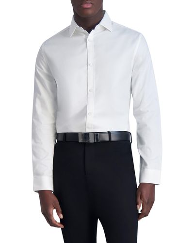 Karl Lagerfeld Jacquard Hexagon Slim Fit Dress Shirt - White