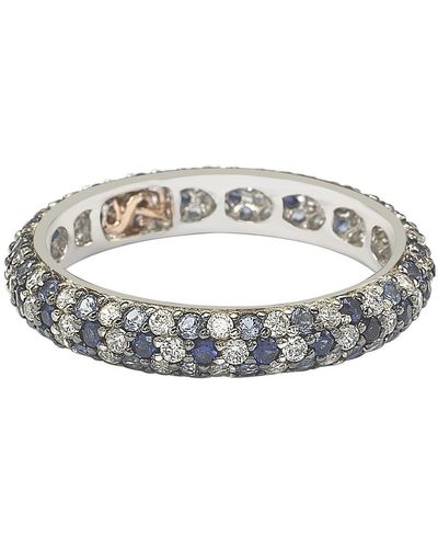 Suzy Levian Sterling Silver Sapphire & Diamond Accent Pave Eternity Band - Blue