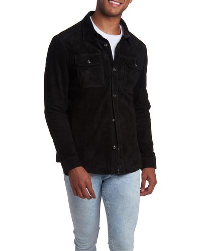 PINOPORTE Suede Long Sleeve Shirt Jacket - Black
