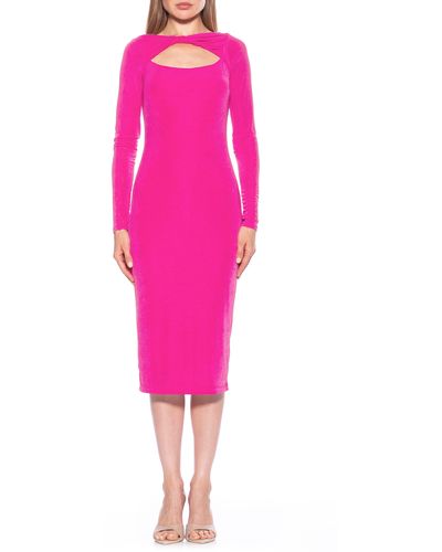 Alexia Admor Tanya Twist Front Cutout Midi Dress - Pink