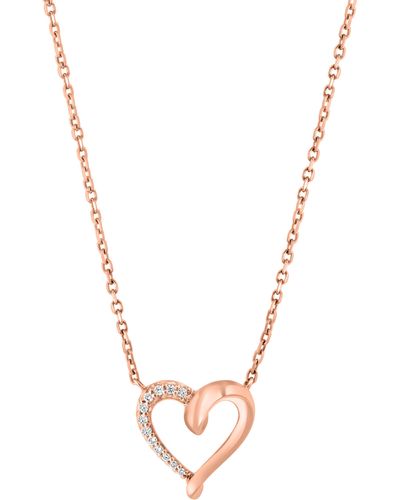 Effy 14k Rose Gold Diamond Open Heart Pendant Necklace - Metallic