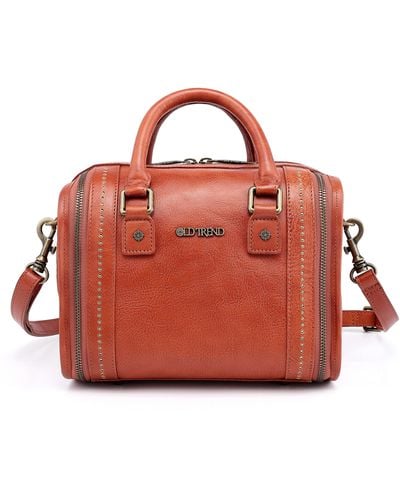 Old Trend Mini Trunk Leather Crossbody Bag - Red