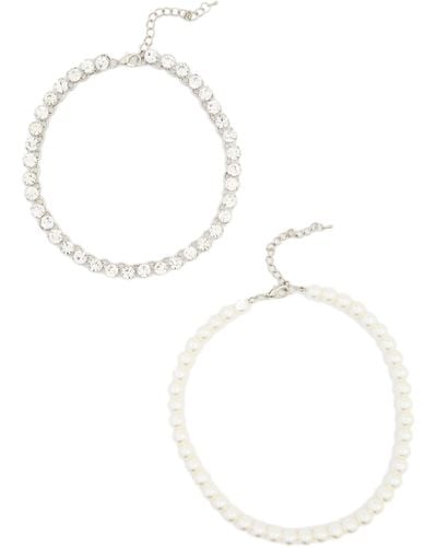 Cara Set Of 2 Choker Necklaces - White