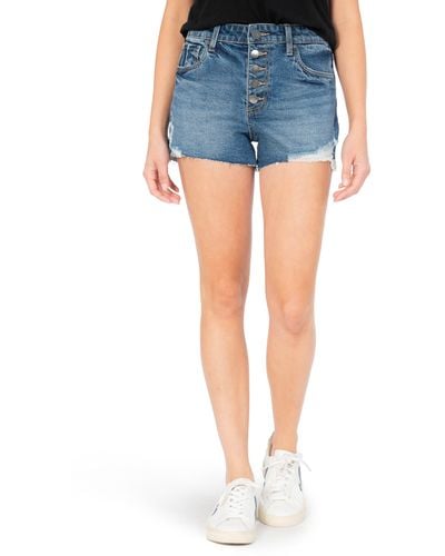 Kut From The Kloth Jane High Waist Exposed Button Fly Cutoff Denim Shorts - Blue