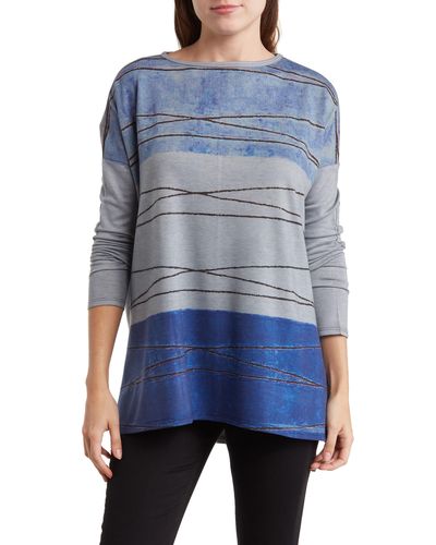 Go Couture Asymmetric Dolman Sweater - Blue