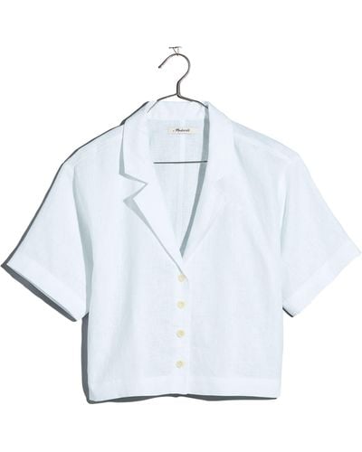 Madewell Resort Linen Crop Shirt - Blue