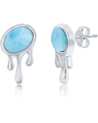 Simona Sterling Silver Larimar Dripping Earrings - Blue