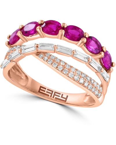 Effy 14k Rose Gold Ruby & Diamond Ring - Pink