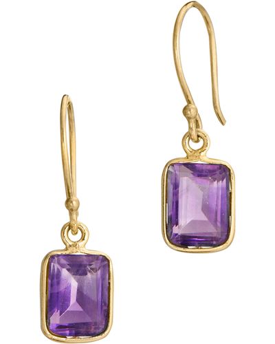 Savvy Cie Jewels 18k Yellow Gold Vermeil Bezel Set Drop Earrings - Purple