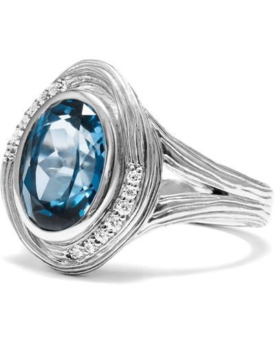 Judith Ripka Santorini London Blue Topaz & Diamond Oval Ring