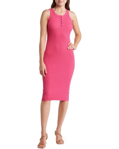 Blu Pepper Sleeveless Ribbed Body-con Dress - Pink