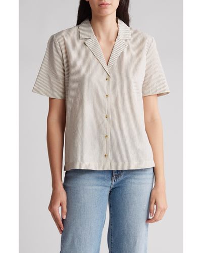 Melrose and Market Femme Stripe Cotton Camp Shirt - Multicolor