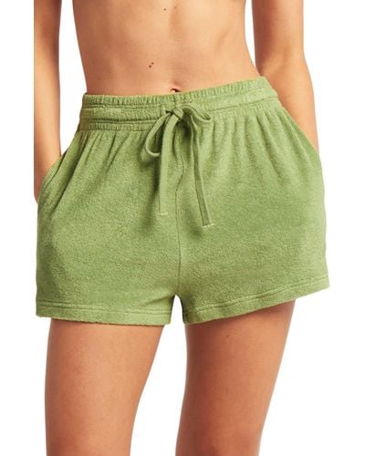 Sea Level Safter Terry Knit Cover-up Shorts - Green