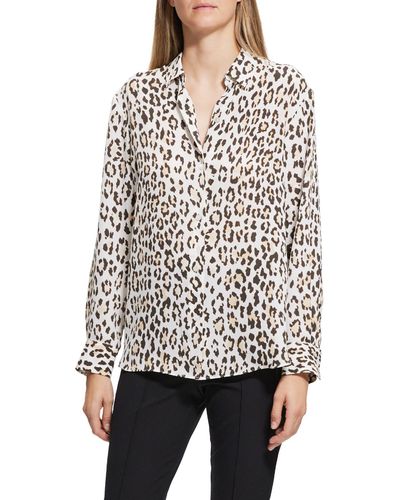 Theory Animal Print Blouse - White