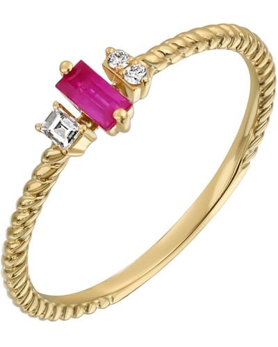 Bony Levy 18k Yellow Gold El Mar Diamond & Ruby Stackable Ring - White