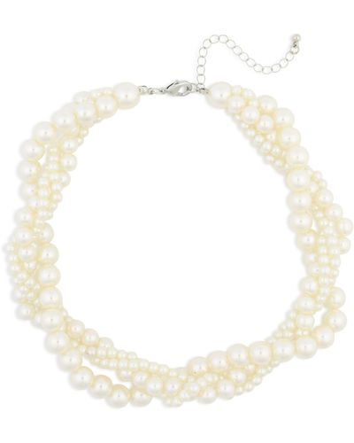 Tasha Cluster Imitation Pearl Collar Necklace - White
