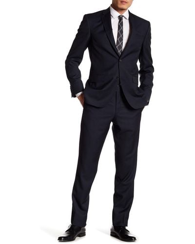 Ted Baker Jarrow Navy Notch Collar Trim Fit Wool 2-piece Suit - Blue
