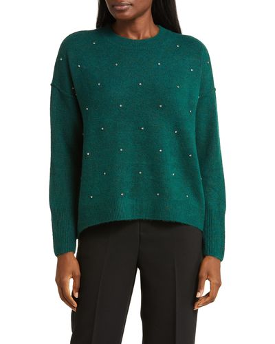 Vince Camuto Crystal Detail Sweater - Green