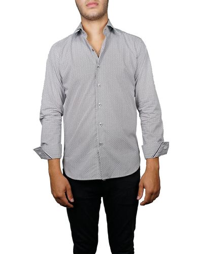 Zanella Jacquard Print Long Sleeve Tailored Fit Shirt - Gray
