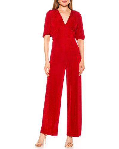Alexia Admor Ivy Bubble Sleeve Jumpsuit - Red