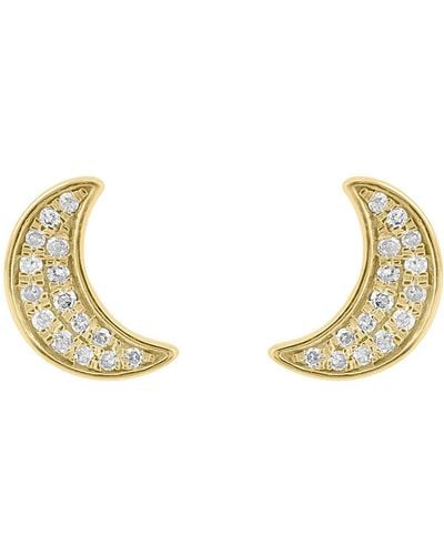 Effy Sterling Silver & Diamond Moon Stud Earrings - Metallic