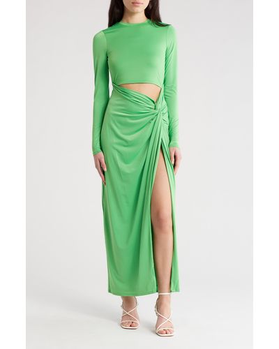 AFRM Soo Long Sleeve Cutout Dress - Green